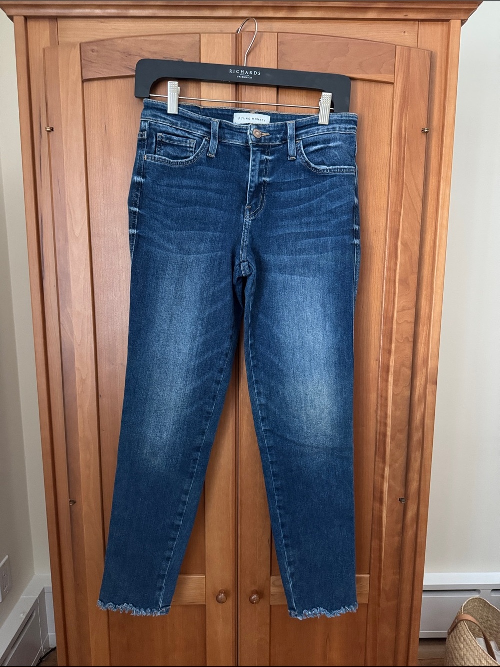 Flying Monkey Dark Blue Skinny Jeans with Frayed Hem